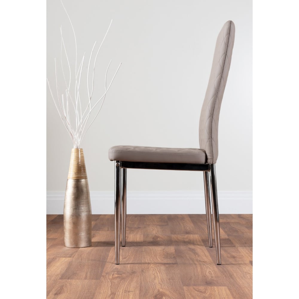 Furniturebox Valera Set of 6 Cappuccino and Chrome Faux Leather Dining Chair Image 4