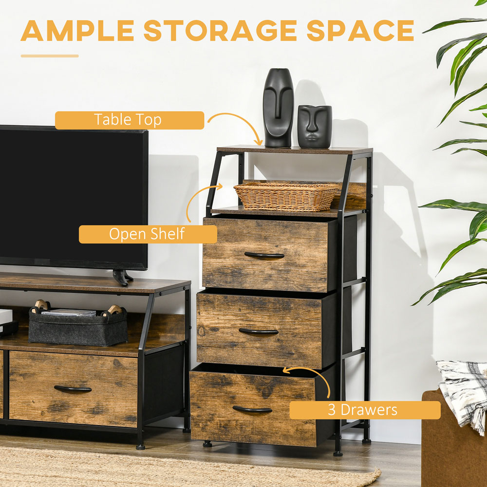 Portland 3 Drawers Rustic Brown Industrial Storage Cabinet Image 5