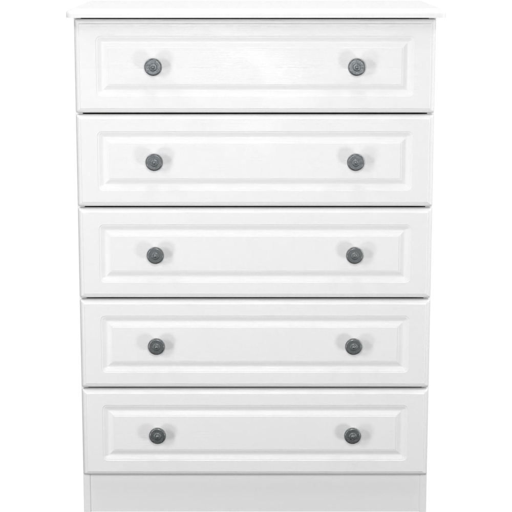 Crowndale Pembroke 5 Drawer Matt White Chest of Drawers Ready Assembled Image 2