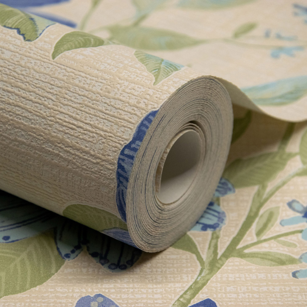 Grandeco Katsu Trail Floral Blown Blue Wallpaper Image 2