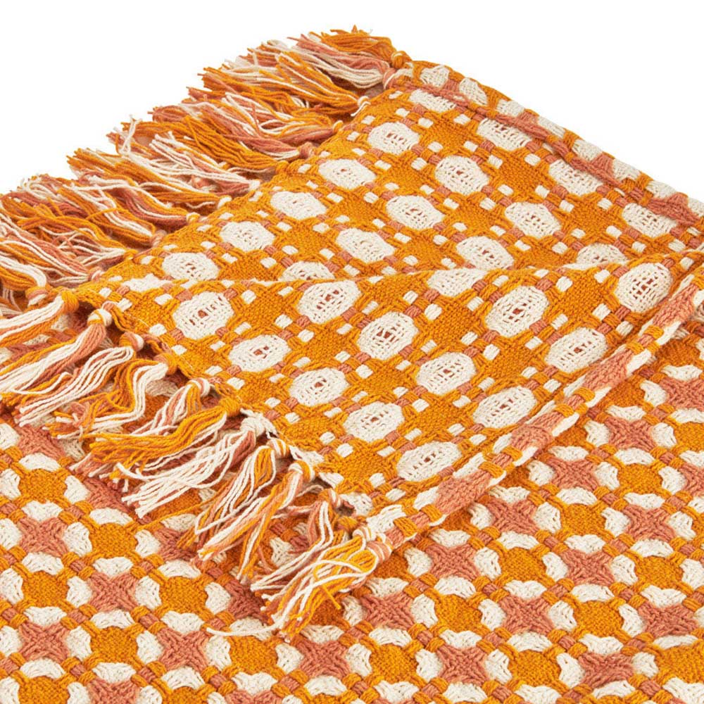 Wilko Orange Knitted Textured Throw 130cm x 170cm Image 2