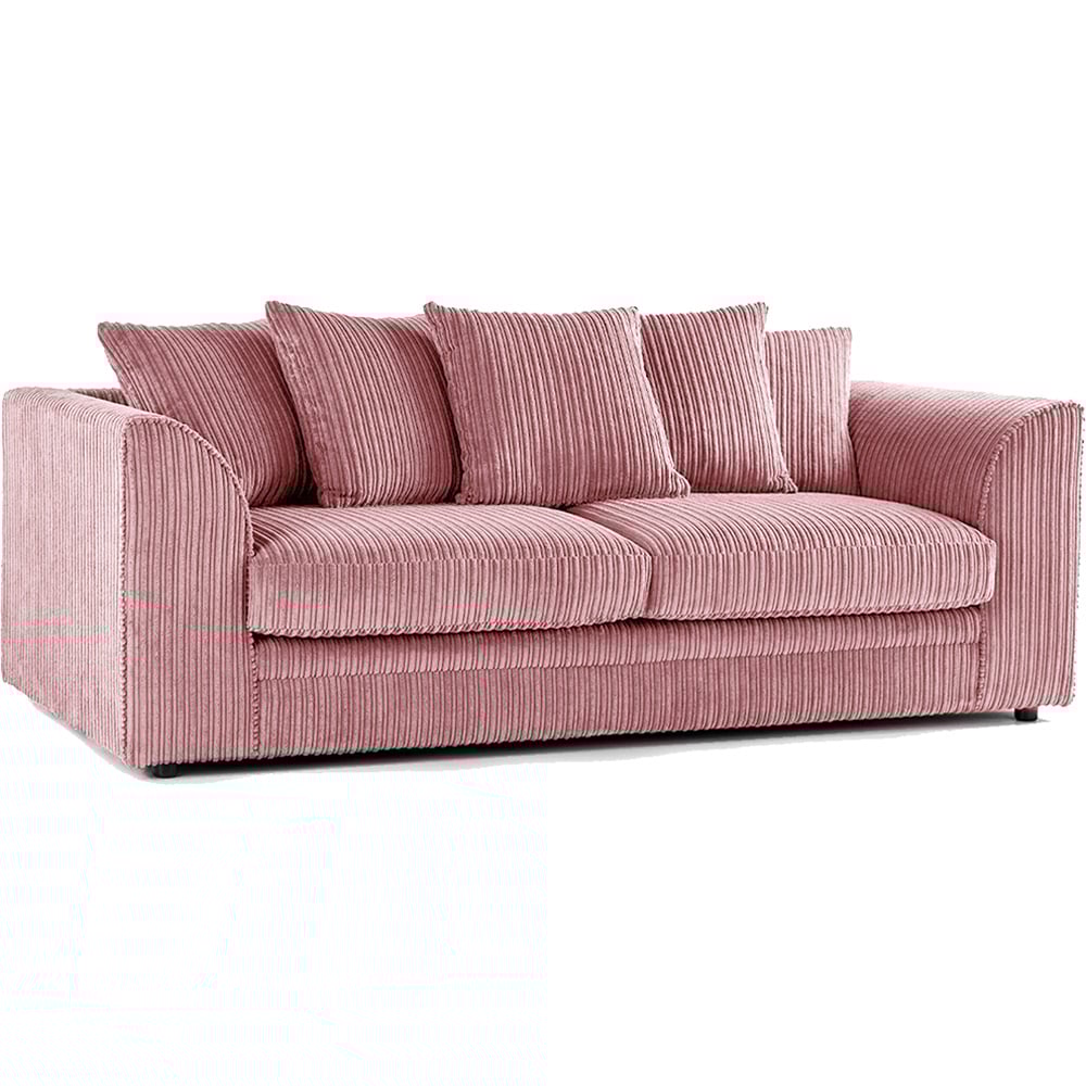Luxor 5 Seater Pink Jumbo Cord Scatter Back Sofa Set Image 3
