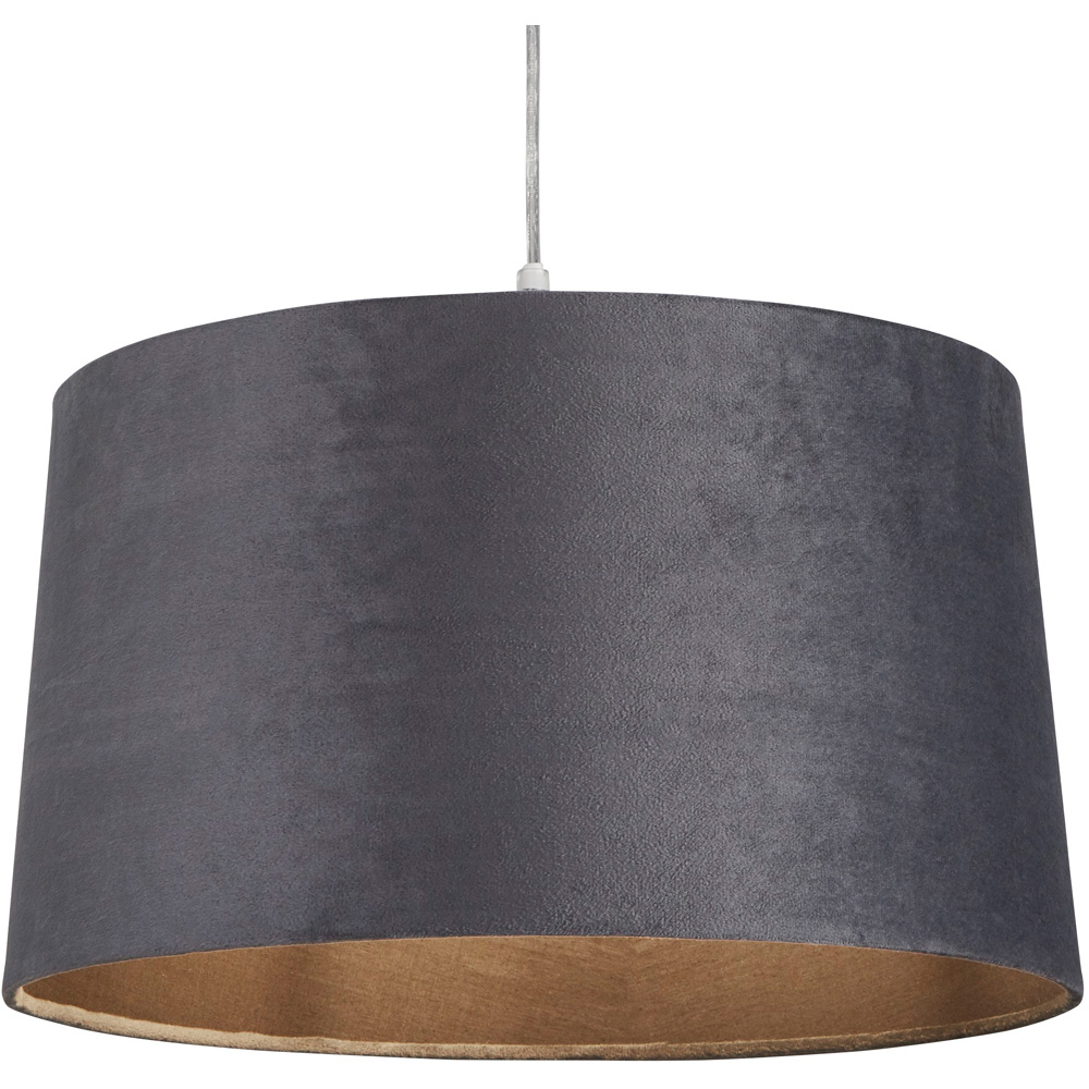 Lighting Collection Posner Dark Grey Velvet Tapered Drum Lamp Shade 40cm Image 3