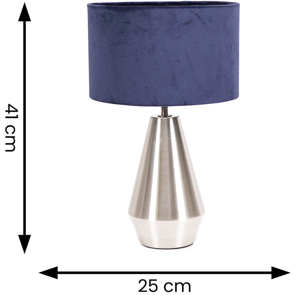 ValueLights Jax Navy Blue Velvet Shade Brushed Chrome Touch LED Table Lamp Image 6