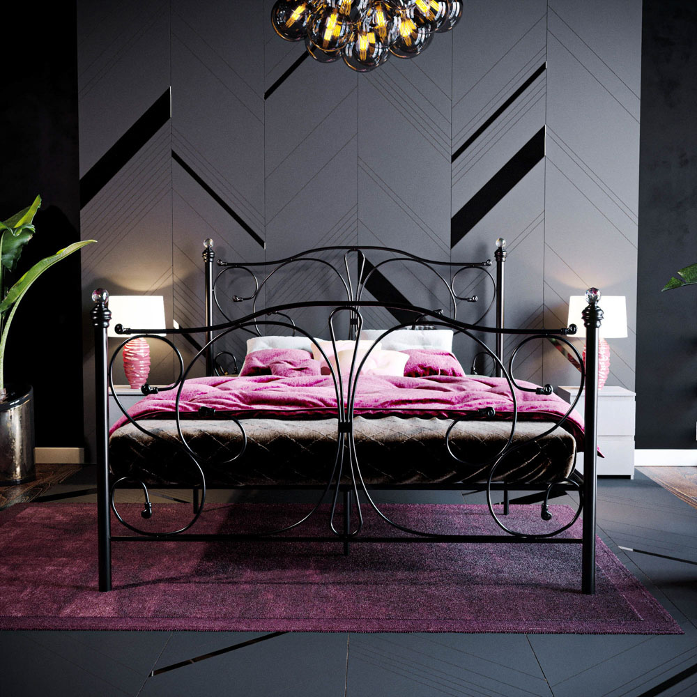 Vida Designs Barcelona Double Black Metal Bed Frame Image 7