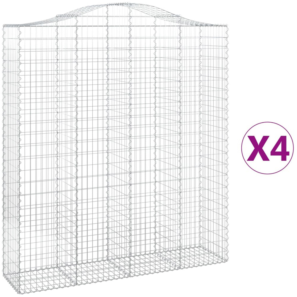 vidaXL Silver Galvanised Iron Arched Gabion Basket 200 x 50 x 220/240cm 4 Pack Image 2