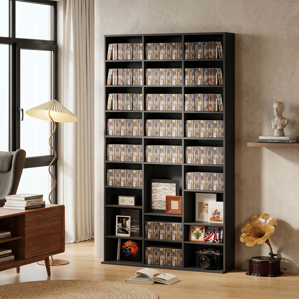 HOMCOM 27 Shelf Black DVD Storage Unit Image 4