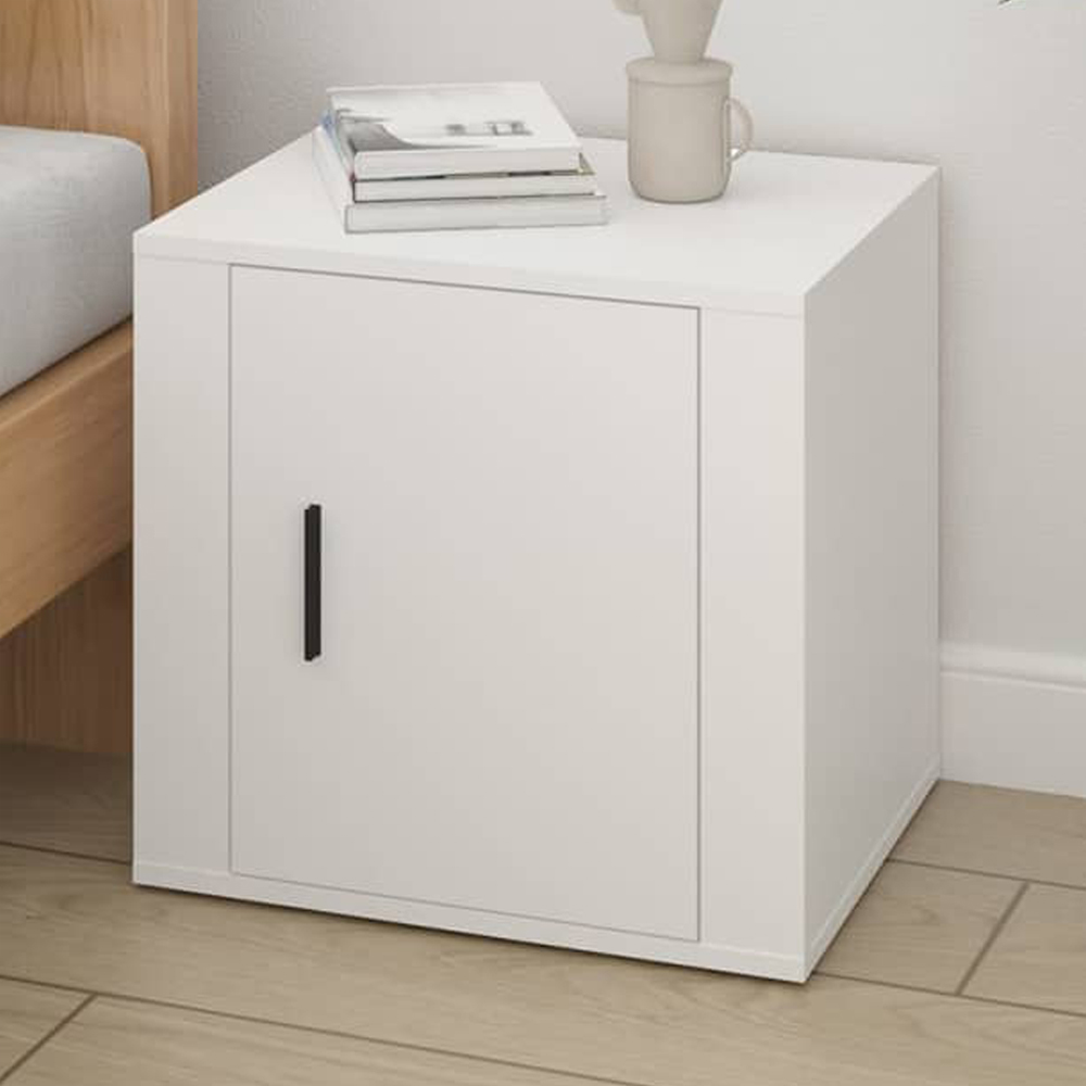 vidaXL Single Drawer White Bedside Table Set of 2 Image 1