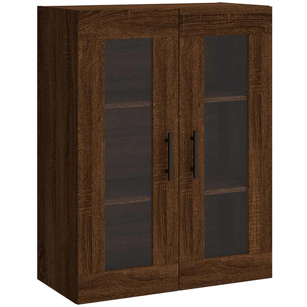 vidaXL 2 Glass Door Brown Oak Wall Mounted Cabinet Image 2
