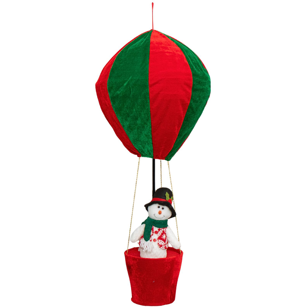 Samuel Alexander Plush Snowman Hot Air Balloon Christmas Decoration with Extension Pole 100cm Image 1