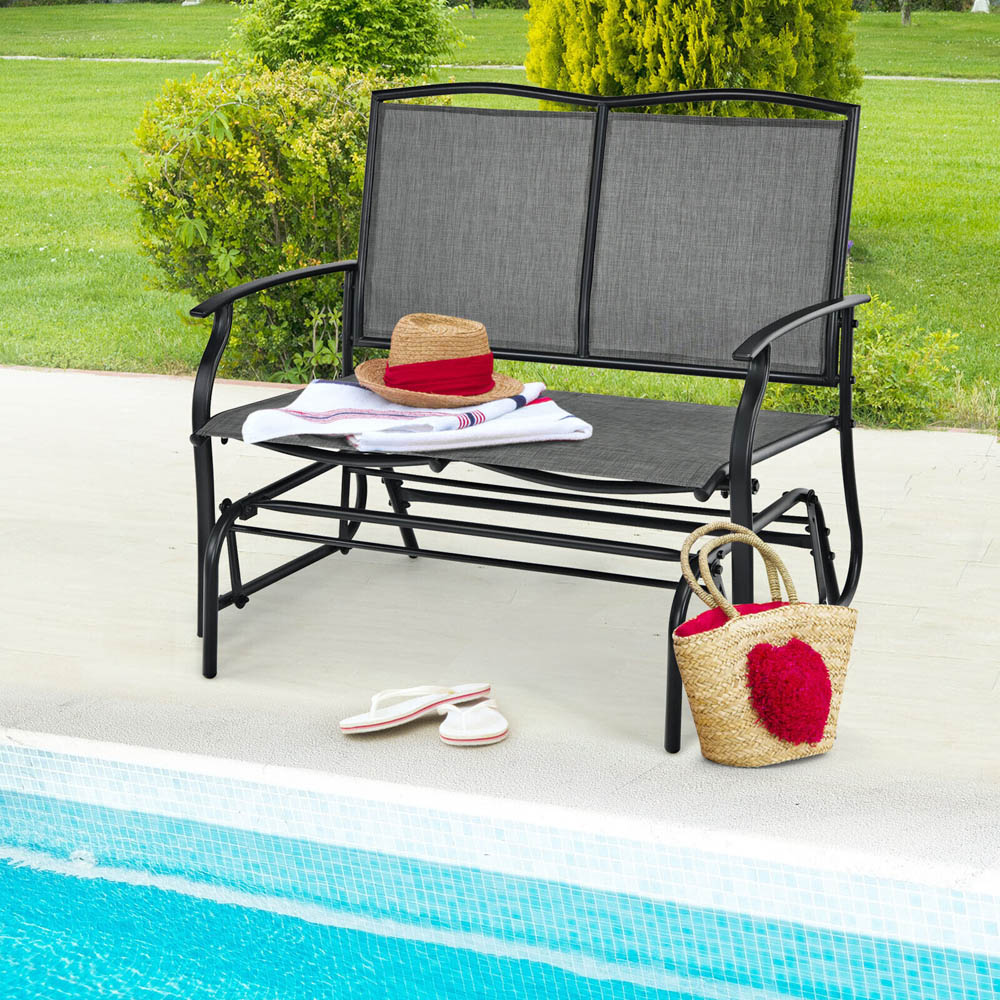 Costway 2 Seater Grey Garden Swing Glider Bench Image 4