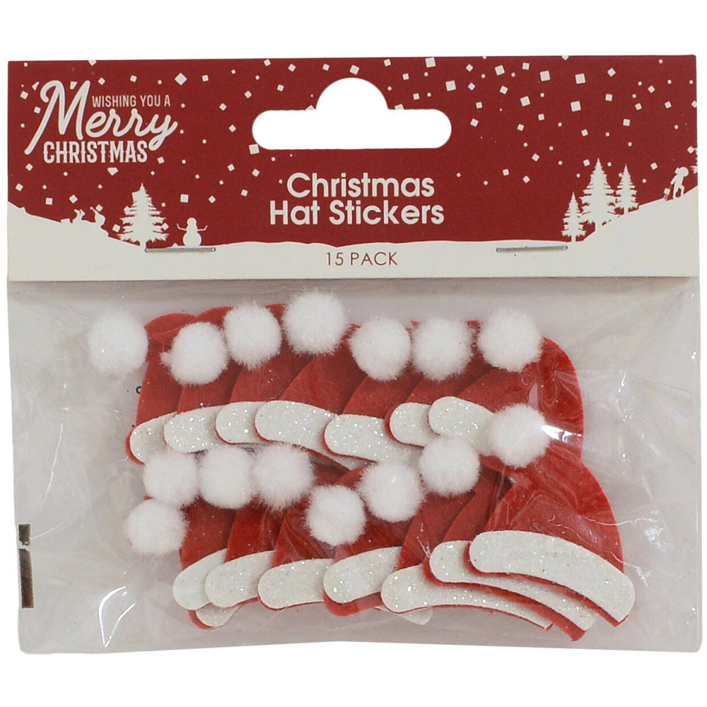Pack of 15 Christmas Hat Stickers Image