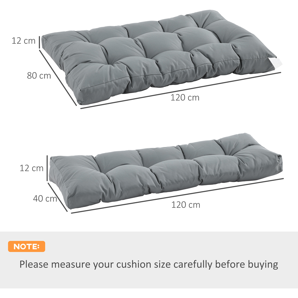 Outsunny Dark Grey Tufted Bench Back and Seat Pad Set Image 7