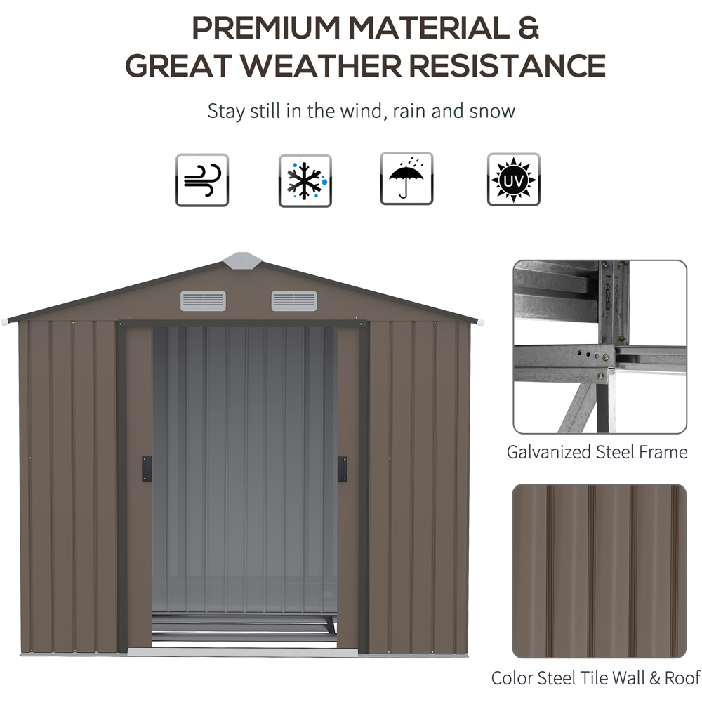 Outsunny 7 x 4ft Double Door Brown Garden Metal Shed Image 4