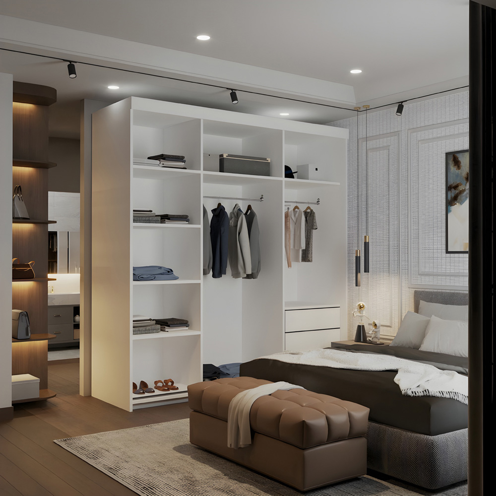 Sliding Wardrobes 4U 2 Sliding Door White Modern Silver Trim Mirrored Wardrobe 200cm Image 4