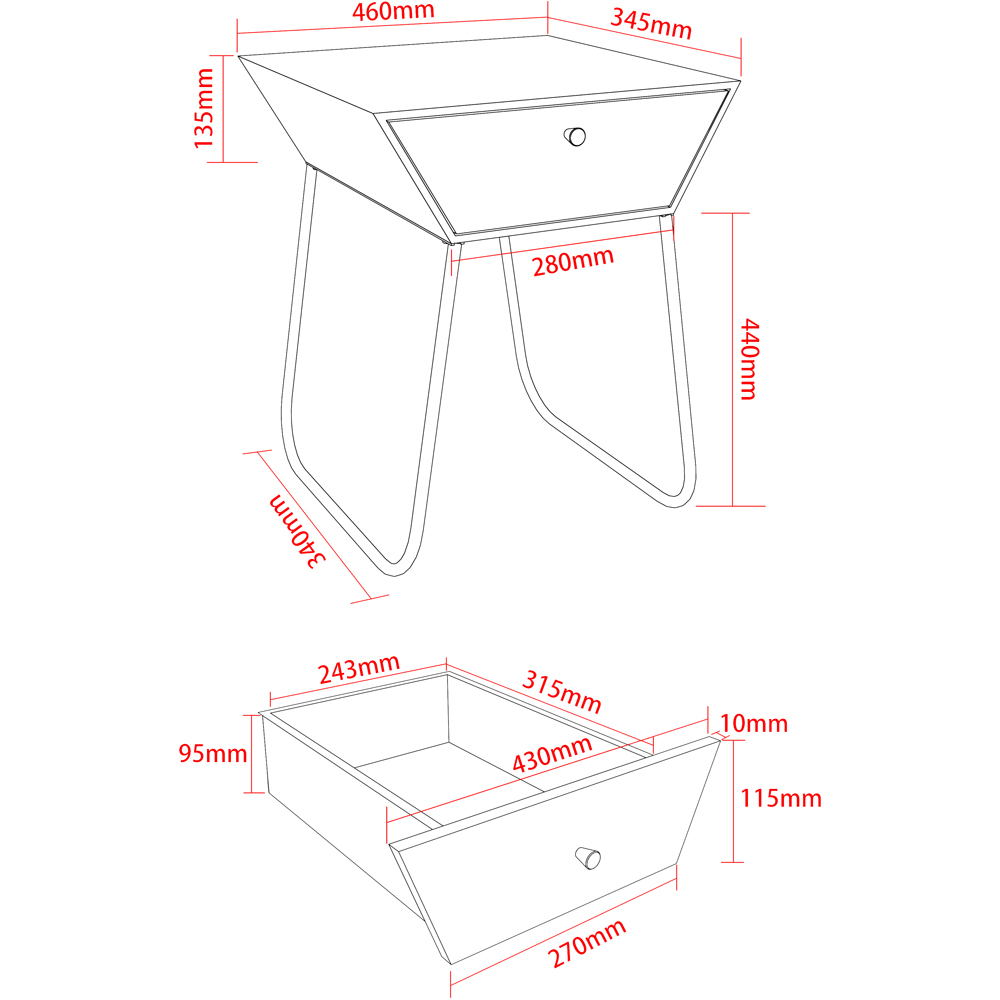 Core Products Apollo Single Drawer Copper and Black Metal Bedside Cabinet Image 7