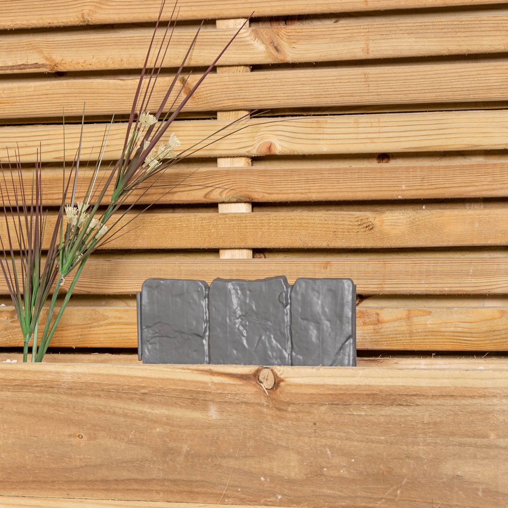 Samuel Alexander 10 Piece Grey Cobble Stone Effect Garden Edging Border Image 4