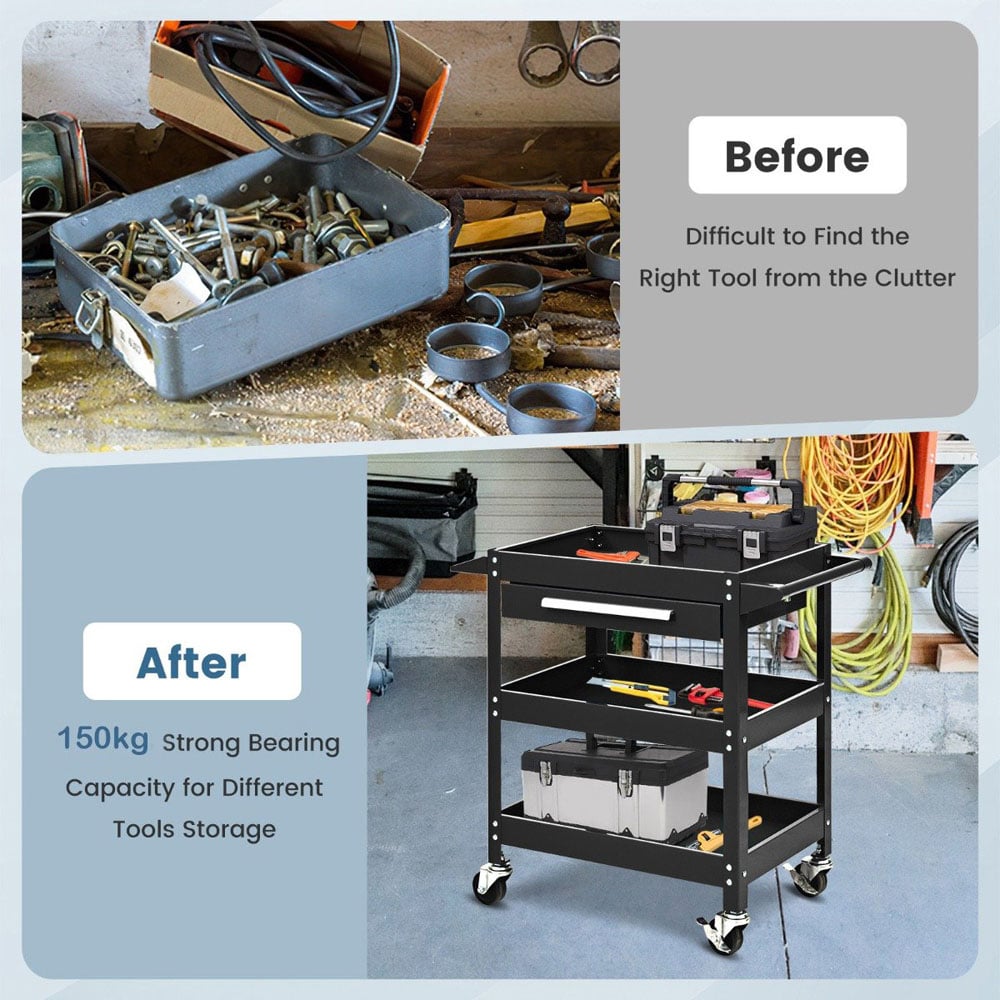 Costway 3 Shelf Rolling Utility Cart Image 7