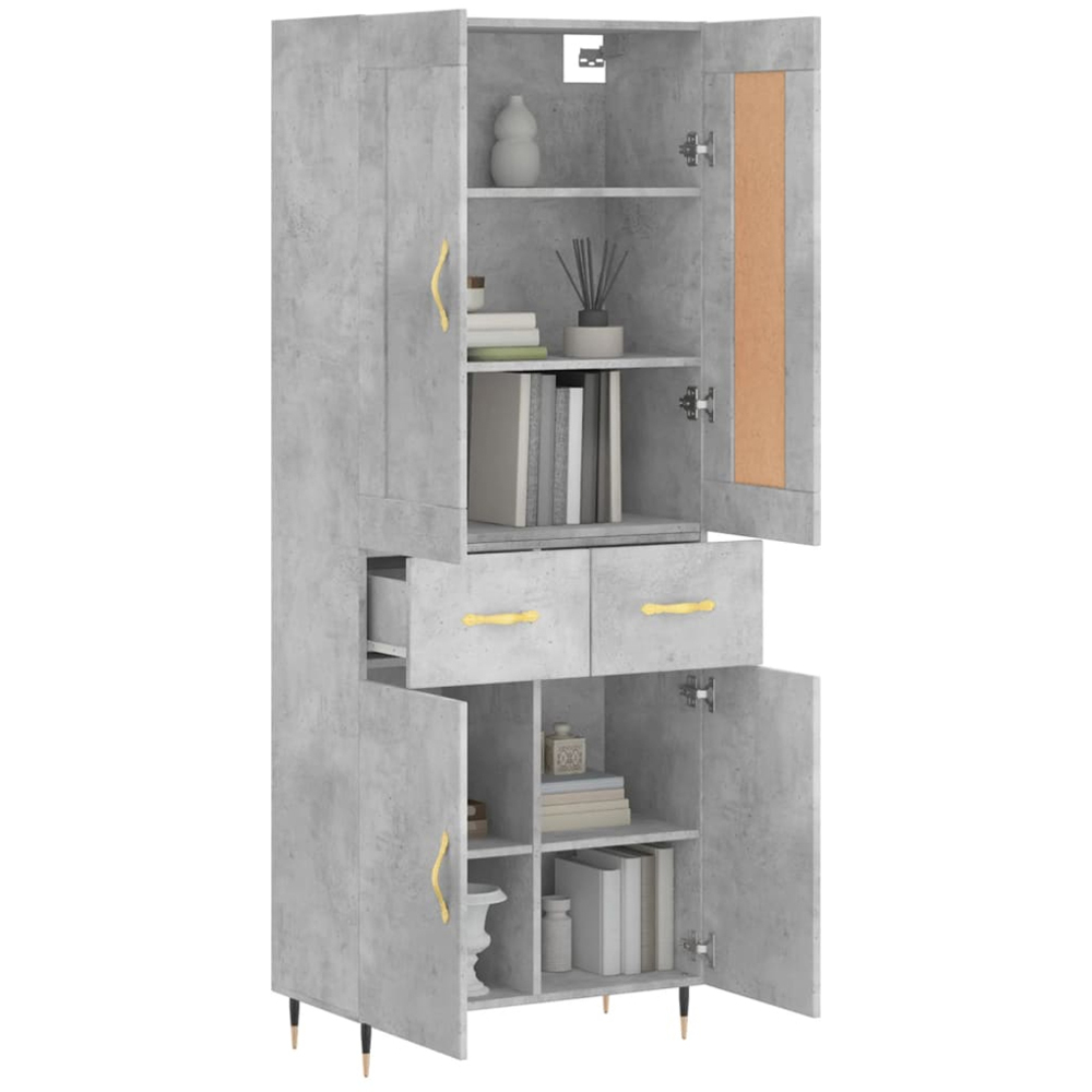 vidaXL 4 Door 2 Drawer Concrete Grey Highboard Image 3