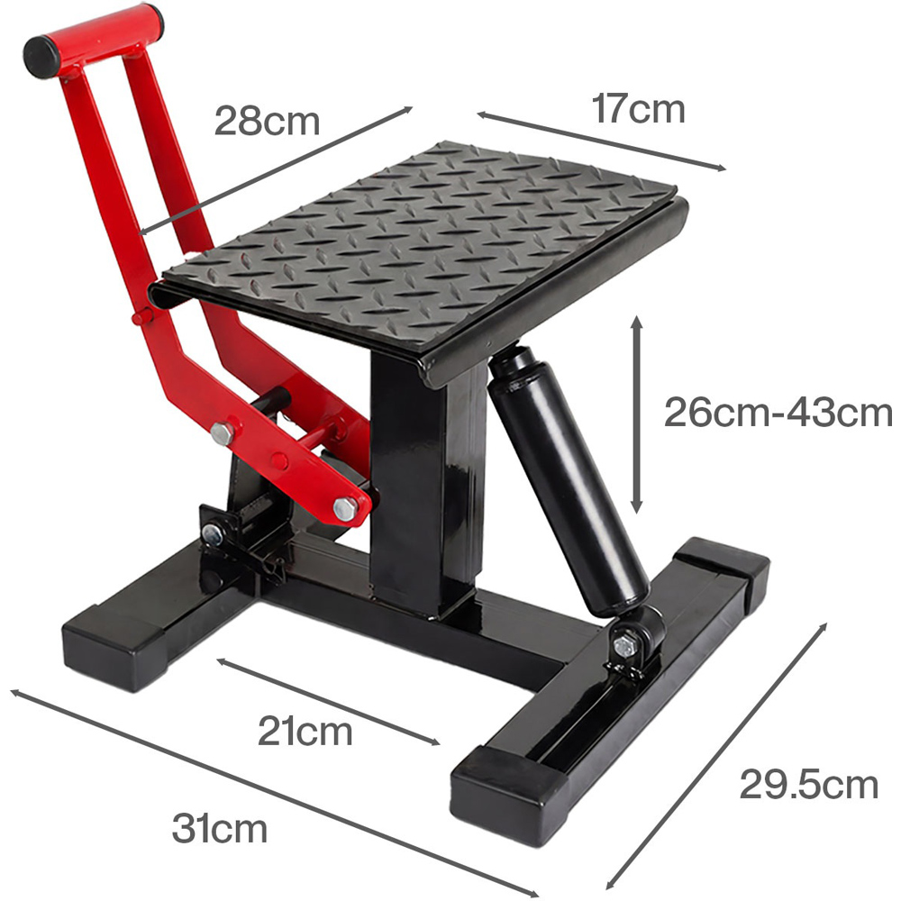 Monvelo Black Height Adjustable H-Shaped Hydraulic Motorcycle Lift Stand Image 9