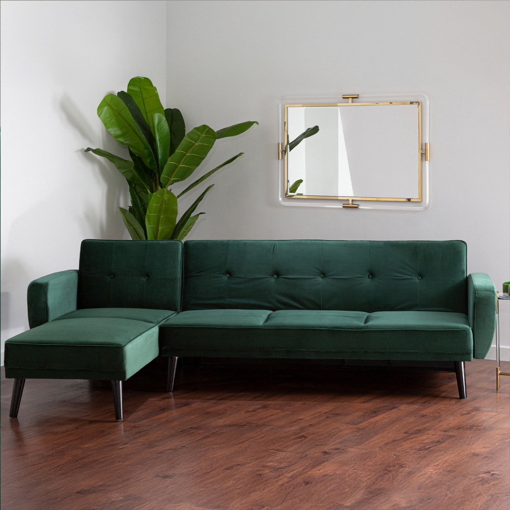 Premier Housewares Serene 3 Seater Green Sofa Bed Image 1