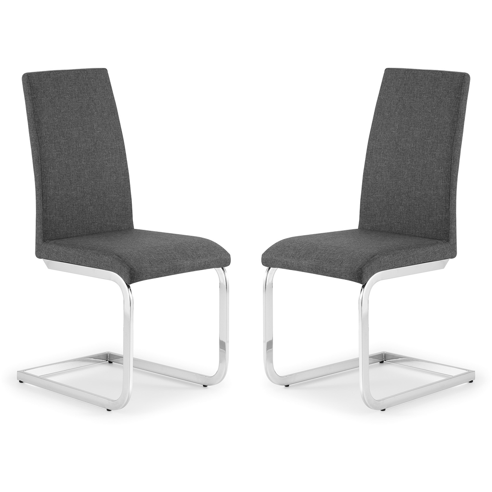 Julian Bowen Roma Set of 2 Slate Grey Cantilever Dining Chairs Image 2