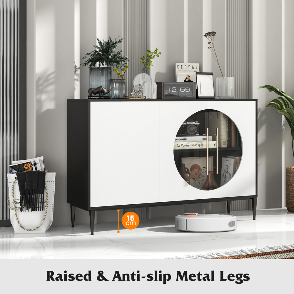 Costway 3 Door Black and White Sideboard Image 4