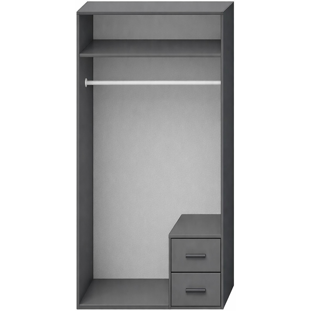 TJ'S Clack 2 Door 2 Drawer Grey and White Wardrobe with Mirror Image 3