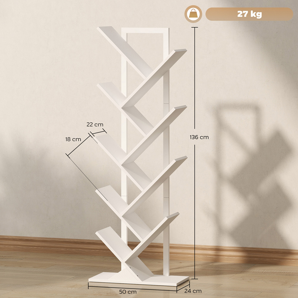 Portland 9 Shelf White Steel Frame Tree Bookshelf Image 8