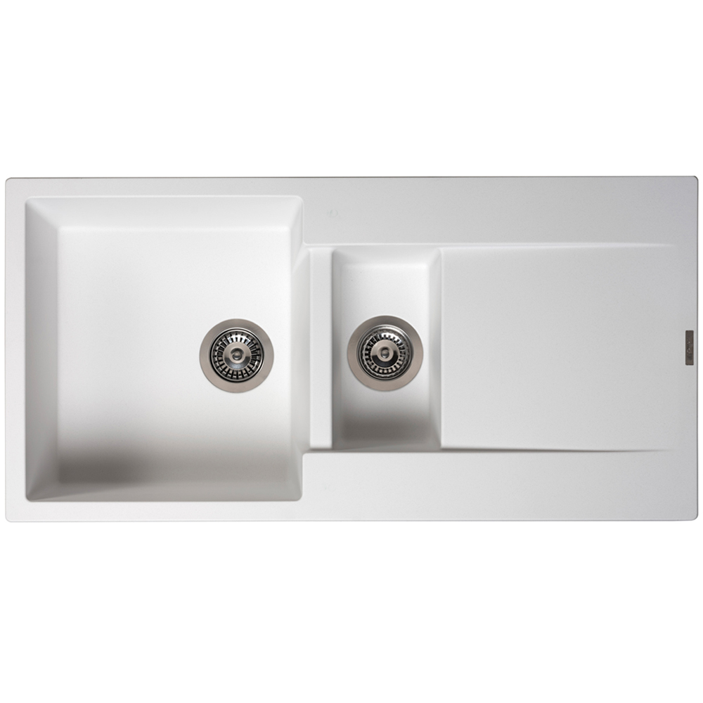 Reginox Amsterdam 15 PW Pure White 1.5 Bowl Granite Sink 500 x 1000mm Image 1