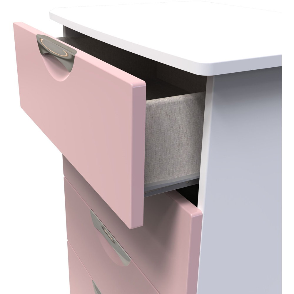 Crowndale Camden 4 Drawer Kobe Pink and White Midi Chest of Drawers Ready Assembled Image 6