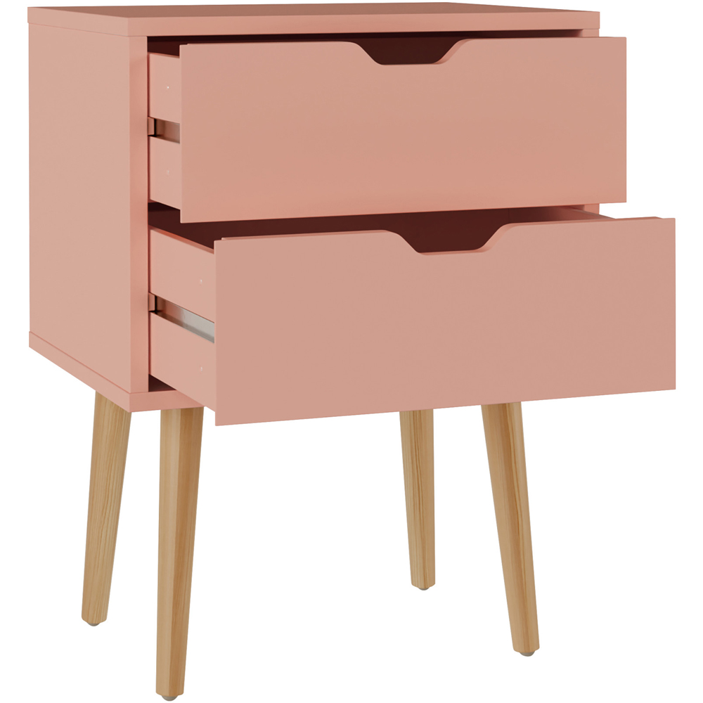 GFW Nyborg 2 Drawer Coral Pink Bedside Table Image 6