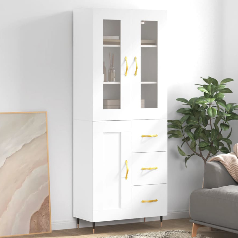 vidaXL 3 Door 3 Drawer White Highboard Image 1