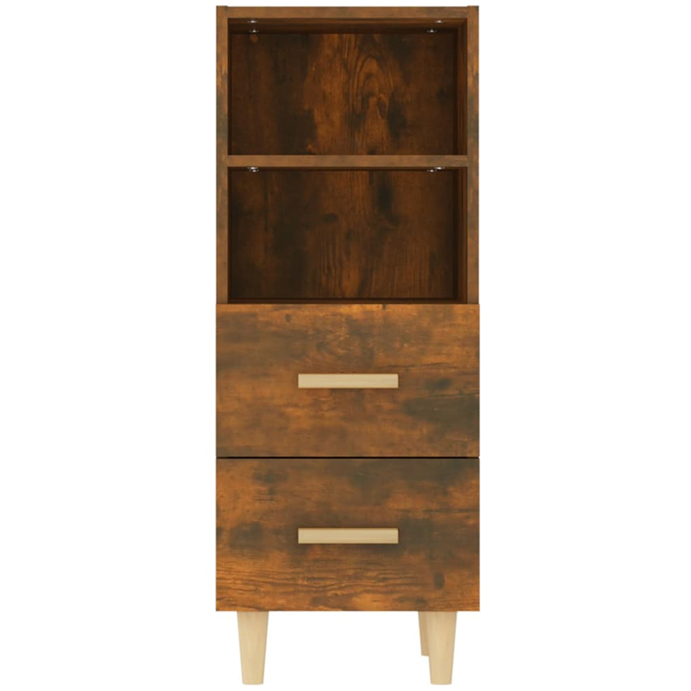 vidaXL 2 Drawer 2 Open Shelf Smoked Oak Sideboard with Wooden Legs Image 6