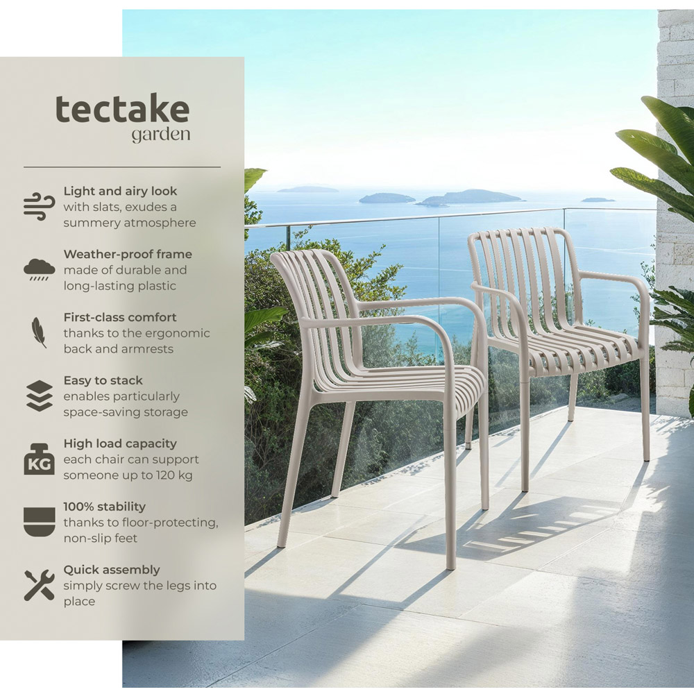 tectake Alcudia Set of 2 Taupe Garden Chair Image 3
