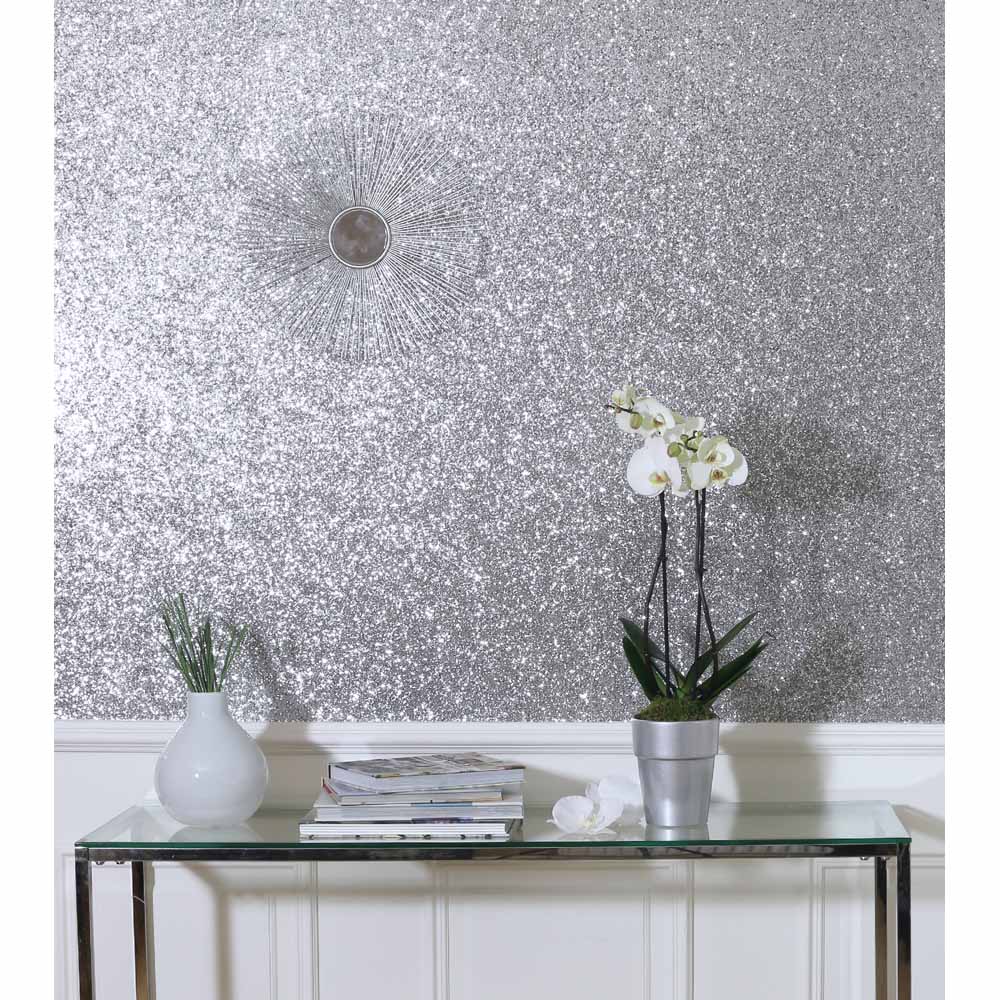 Arthouse Sequin Sparkle Silver Wallpaper Image 3