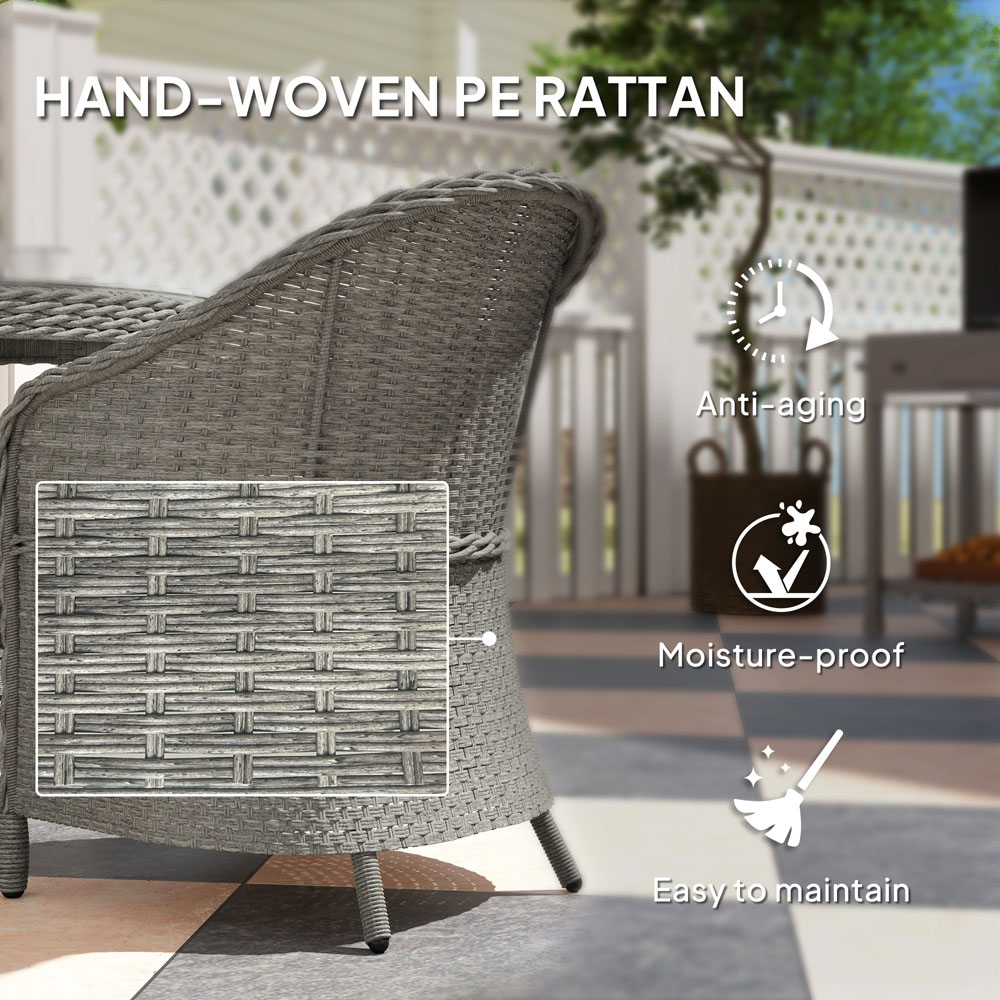 Outsunny 4 Seater Grey Rattan Garden Dining Set with Cushions and Umbrella Hole Image 6