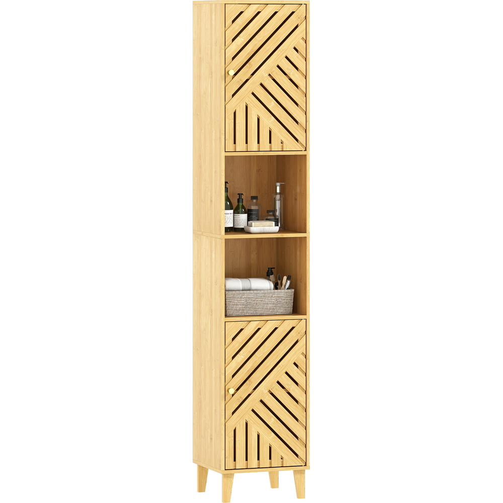 HOMCOM 2 Door 2 Shelf Tall Bathroom Cabinet Image 2