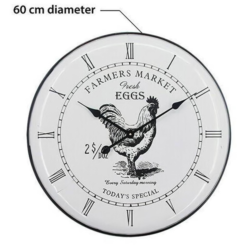 Walplus Vintage Rooster Metal clock 61.5cm Image 4