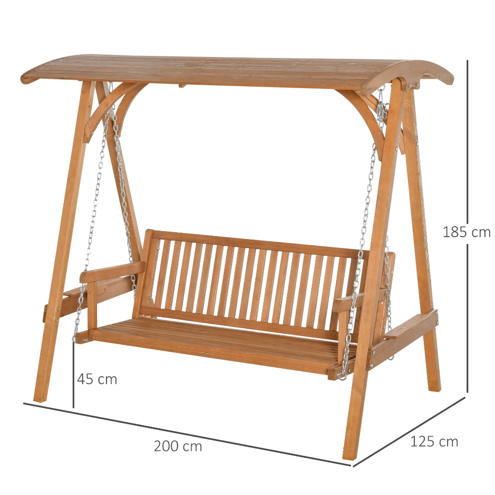 Outsunny 3 Seater Larch Wood Swing Seat Image 6