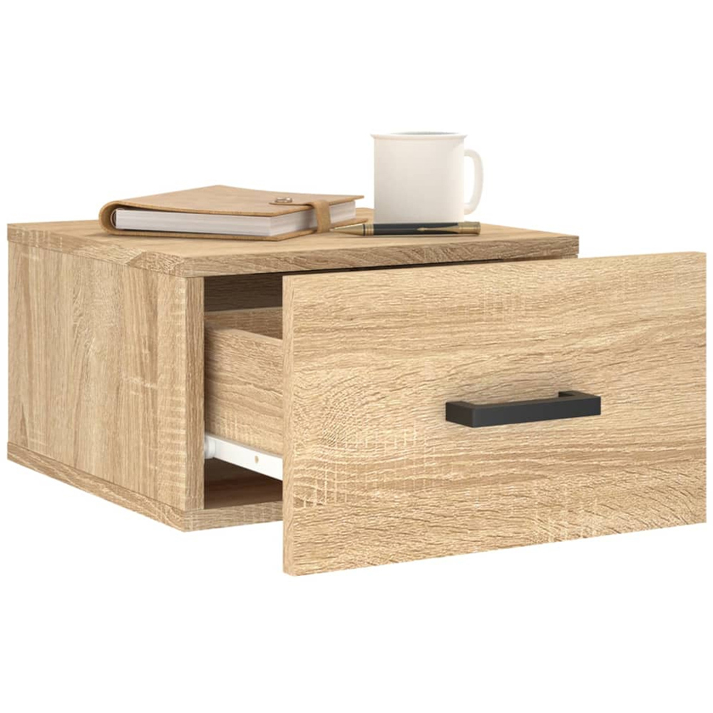 vidaXL Single Drawer Sonoma Oak Wall Mounted Bedside Cabinet Image 4