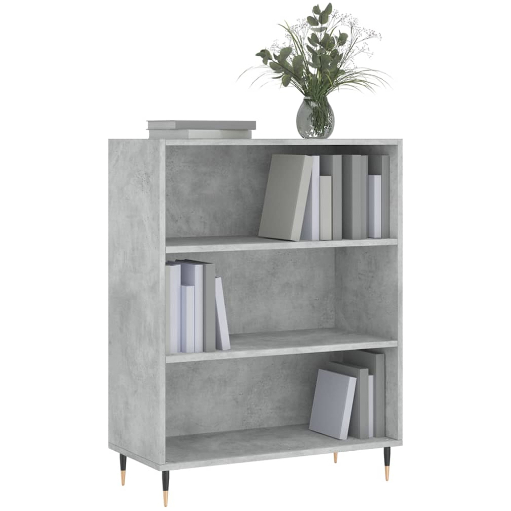vidaXL 3 Shelf Concrete Grey Bookcase Image 3