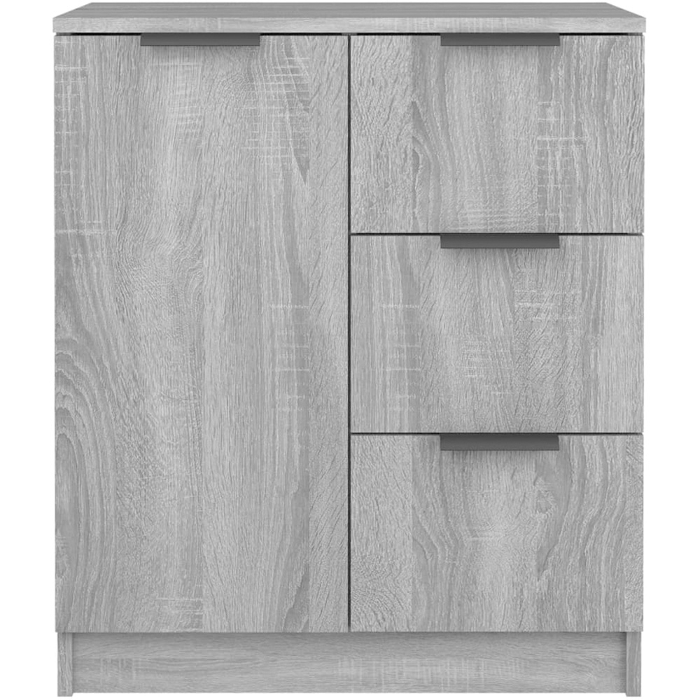 vidaXL Single Door 3 Drawer Grey Sonoma Wooden Sideboard Image 4
