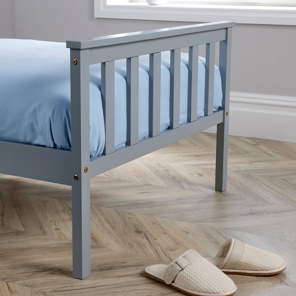 Home Source Florida Single Grey Wooden Bed Frame Image 3