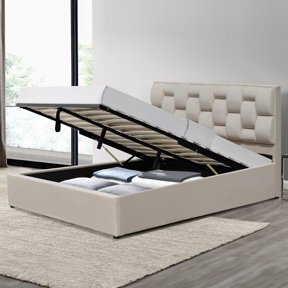 Brooklyn Cream Plush Velvet 3 Piece Bedroom Furniture Set Image 2