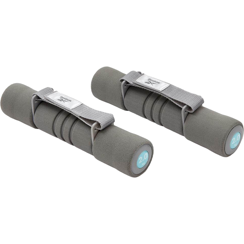 Reebok Grey and Blue Soft Grip Dumbbell 2kg 2 Pack Image 1