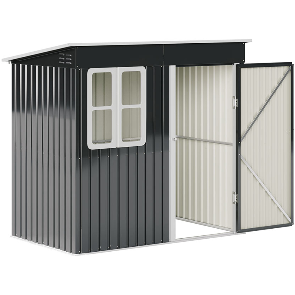 Living and Home 7 x 4ft Black Galvanised Metal Storage Shed with Window Image 5