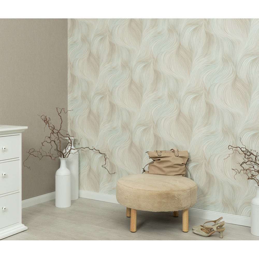 Erismann Waves of Light Turquoise Vinyl Wallpaper Image 2