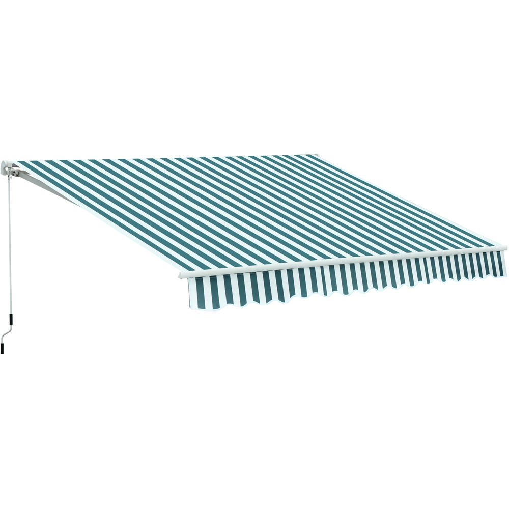 Outsunny Green and White Striped Retractable Awning 3 x 2.5m Image 2
