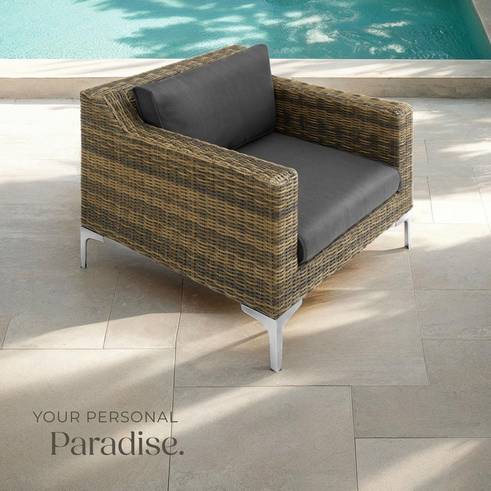 tectake Villanova Rattan Garden Armchair with Cushion Image 8